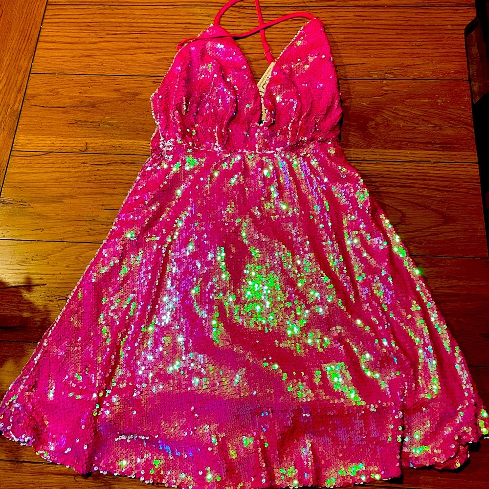 Pink sequins party dress size M